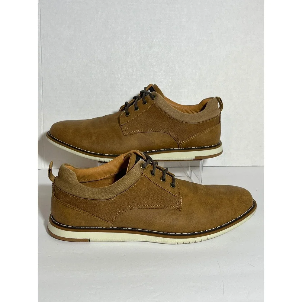 Steve Madden Madden M-LOOU Tan Brown Faux Leather Oxford Shoes Mens‎ 9.5M